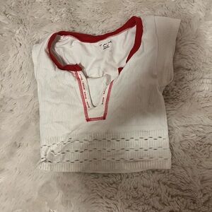 red and white crop top